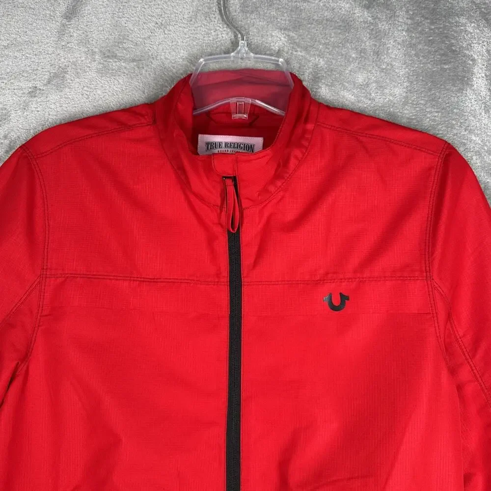 True Religion Jacket Mens Small Red Black Track Jacket Lightweight Street Preppy